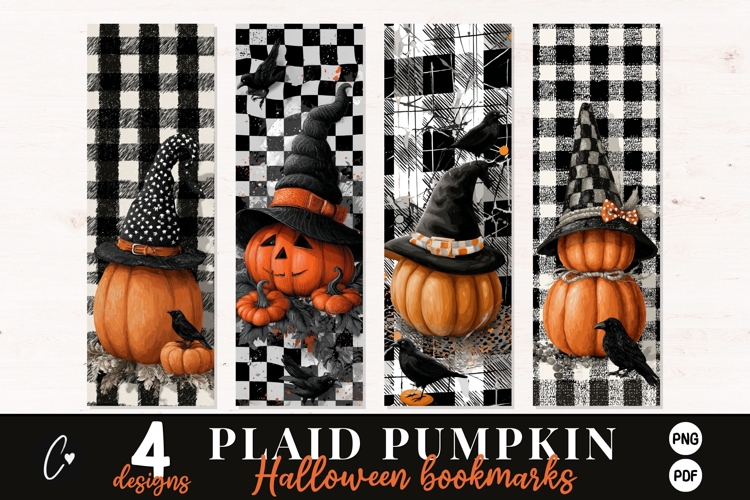Printable Plaid Pumpkin Bookmarks
