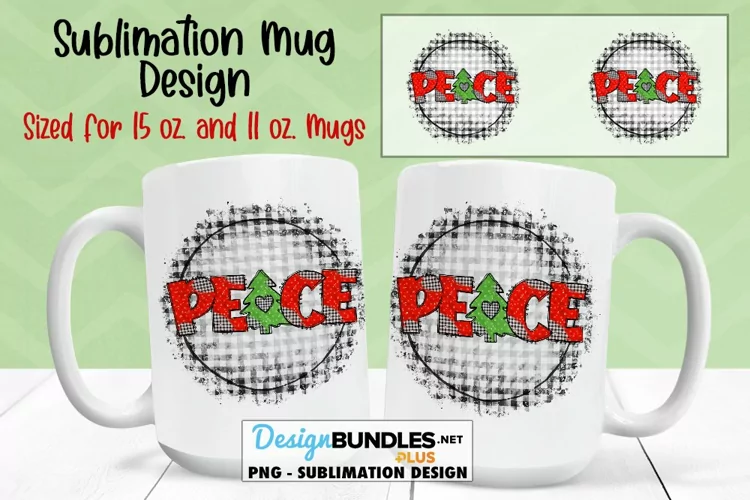 Peace Christmas Tree 11 & 15 oz Mug Sublimation Design