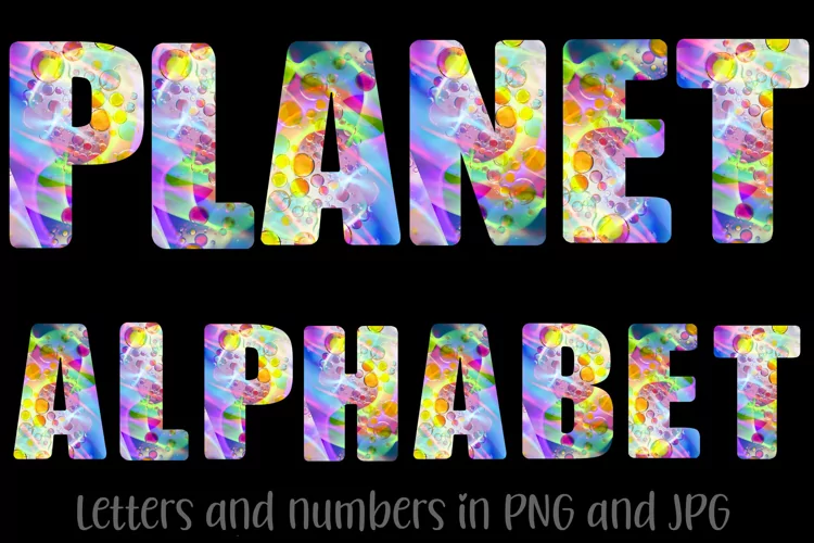 Sci-Fi Planet Swirl Bubble ABC Lettering and Numbers