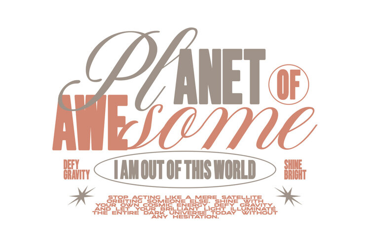 Planet of Awesome Funny Retro Typography Quote T shirt example image 1