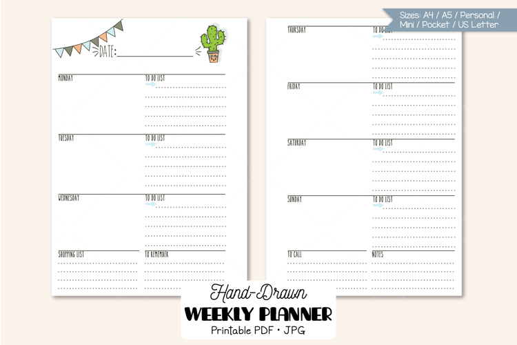 Weekly Planner Organizer | Digital Agenda Mini, Pocket