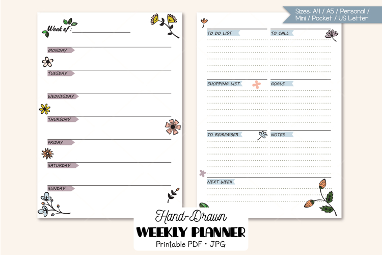 Weekly Planner Organizer | Digital Agenda Mini, Pocket