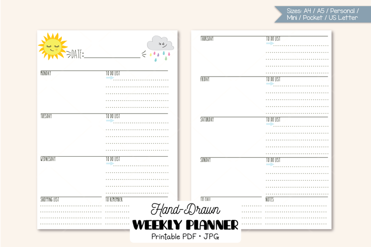 Weekly Planner Organizer | Digital Agenda Mini, Pocket