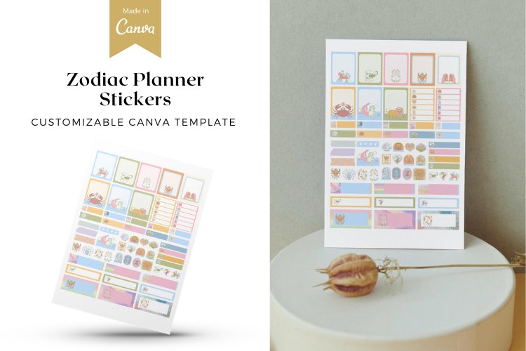 Zodiac Planner Stickers Canva Template