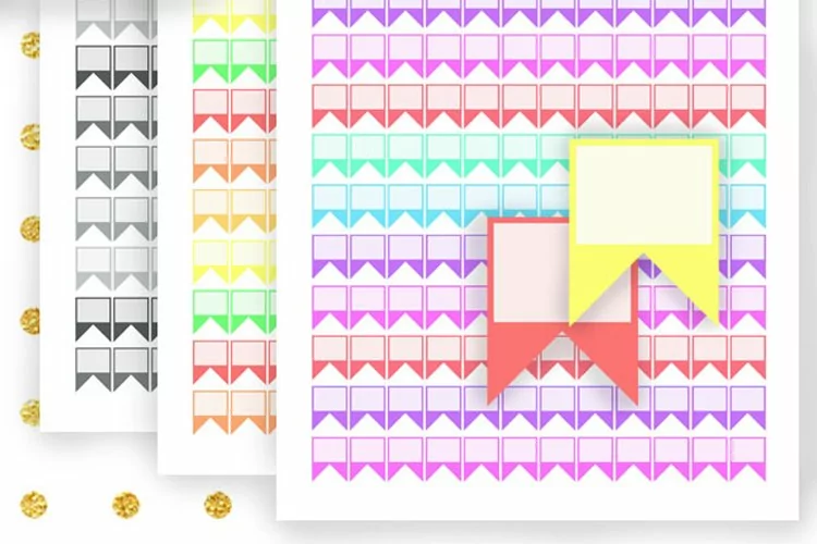 Mini Flags Reminder Planner Stickers Colorful boxes