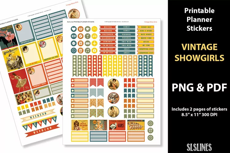 Printable Planner Stickers - Vintage Showgirls