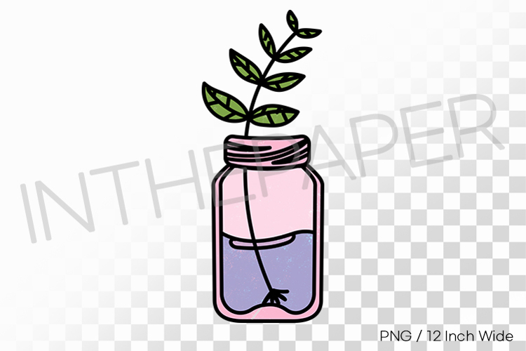 Water Filled Glass Bottle Hydroponic Twig PNG Pot Clipart