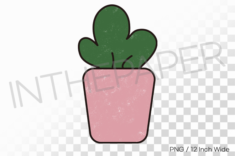 Plump Three Lobe Leaf Pink Pot PNG Plant Clipart Illust