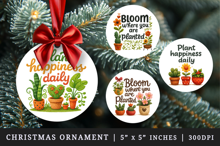Plant Lover round ornaments sublimation design