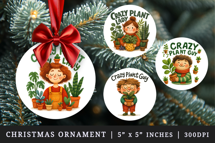 Plant Lover round ornaments sublimation design