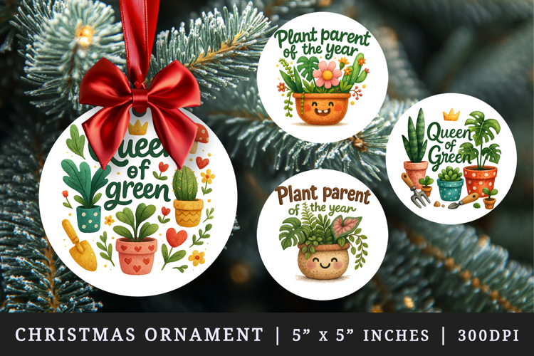 Plant Lover round ornaments sublimation design