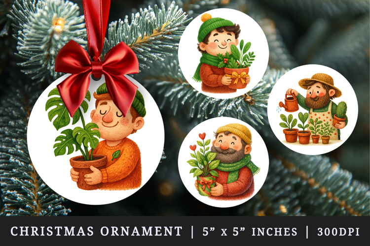 Plant Lover round ornaments sublimation design