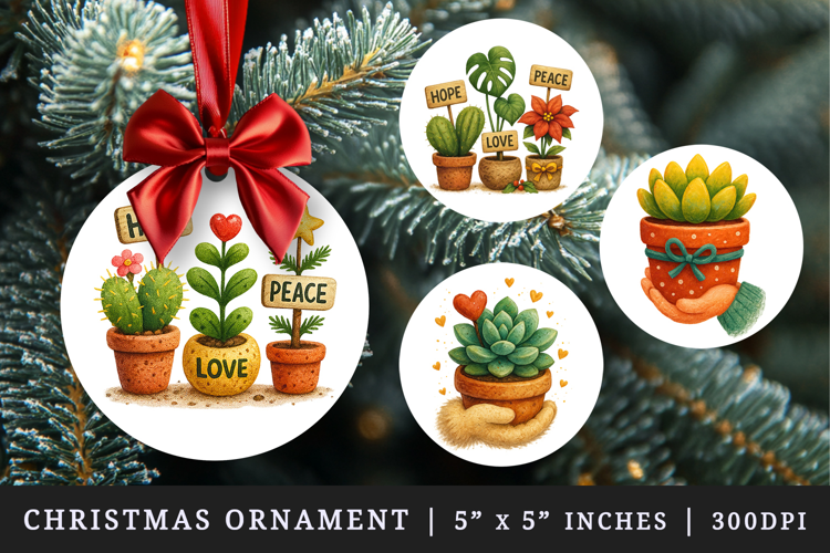Plant Lover round ornaments sublimation design