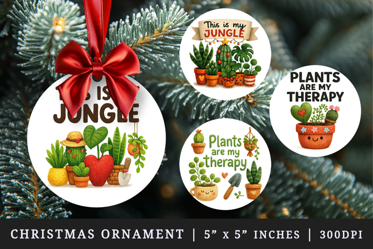 Plant Lover round ornaments sublimation design