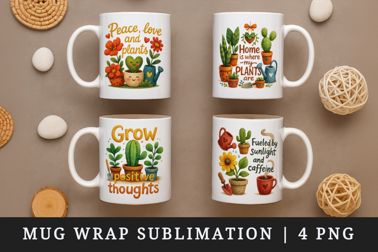 Plant Lover mug wrap printable sublimation design