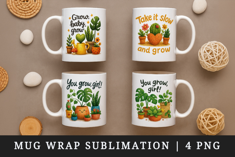 Plant Lover mug wrap printable sublimation design