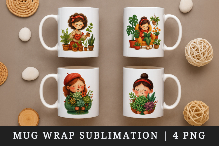Plant Lover mug wrap printable sublimation design