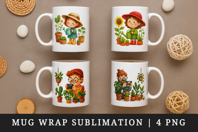 Plant Lover mug wrap printable sublimation design