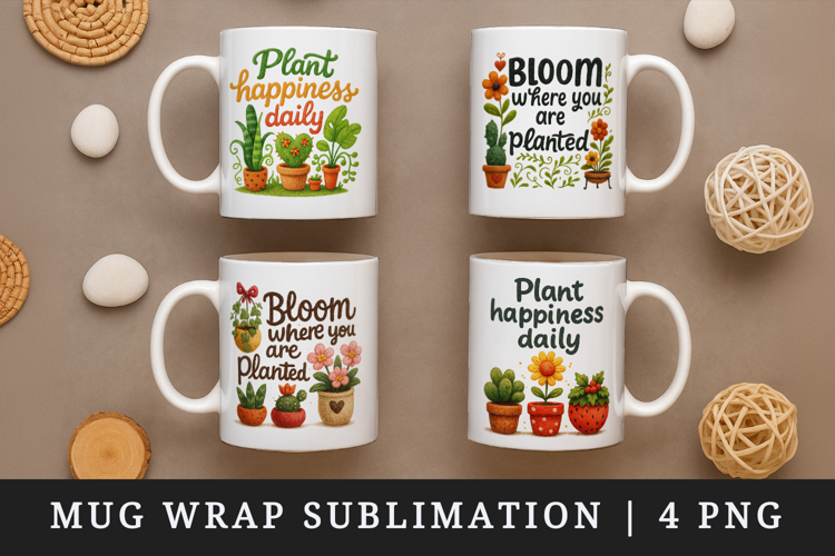 Plant Lover mug wrap printable sublimation design