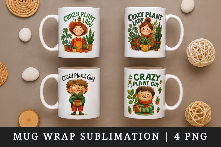 Plant Lover mug wrap printable sublimation design
