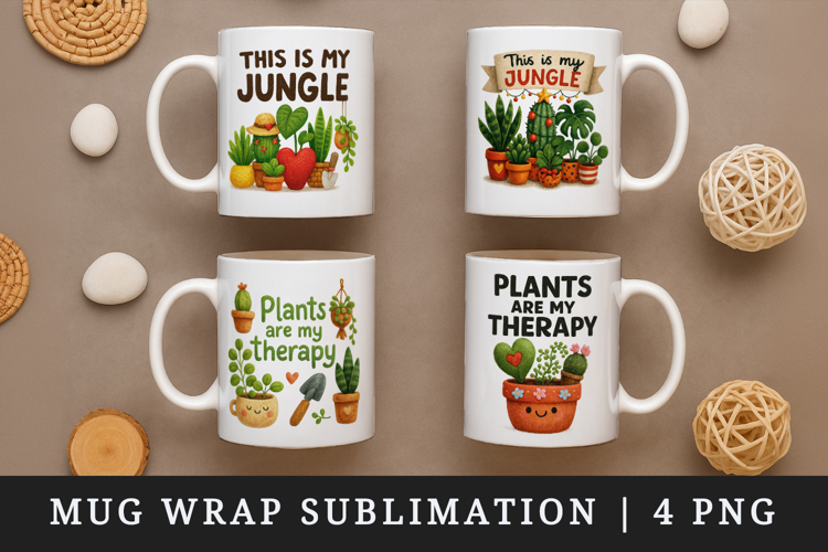 Plant Lover mug wrap printable sublimation design