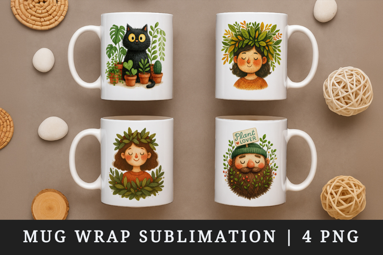 Plant Lover mug wrap printable sublimation design