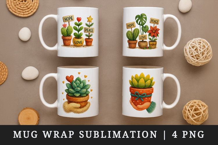 Plant Lover mug wrap printable sublimation design