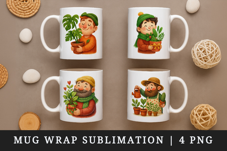 Plant Lover mug wrap printable sublimation design
