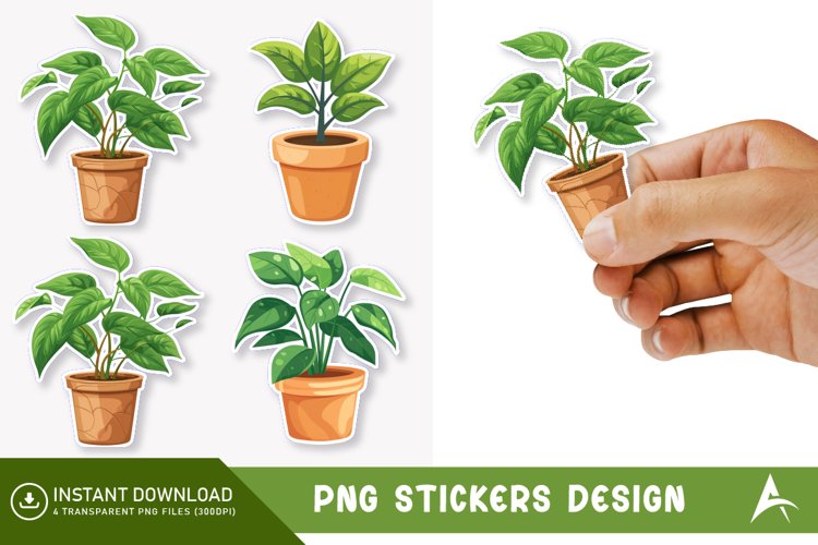 Plant pot Sticker Clipart,Botanical Plant Pot Sticker