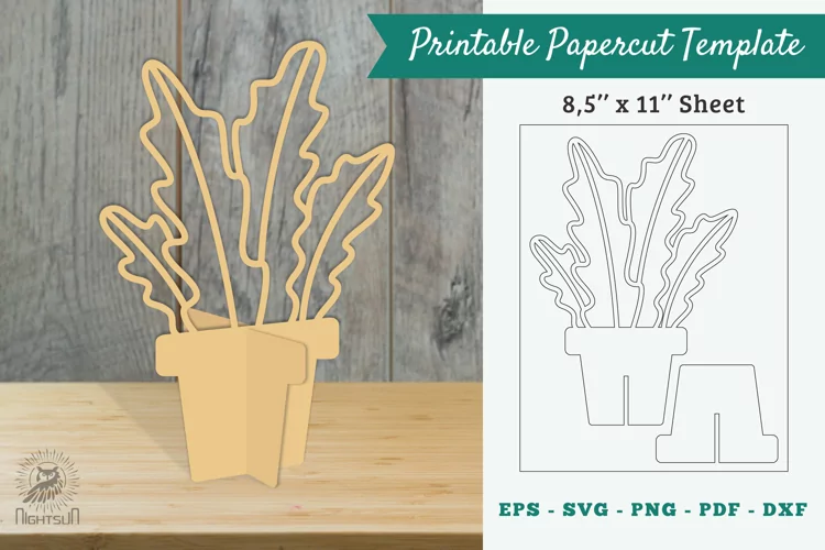 Plant Printable cut Template 08