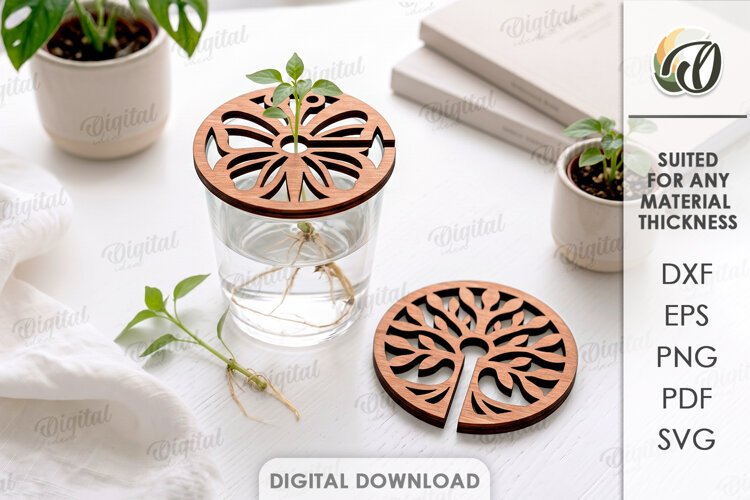 Mason Jar Plant Propagation Lid Laser Cut. Mason Jar Lid SVG example image 1