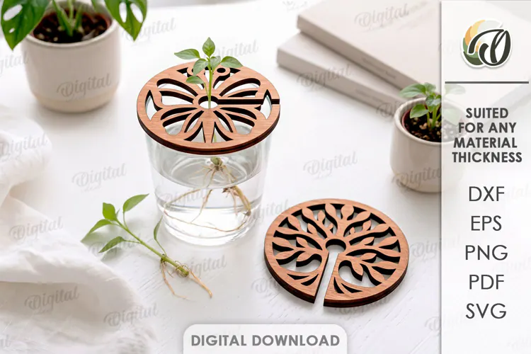 Mason Jar Plant Propagation Lid Laser Cut. Mason Jar Lid SVG