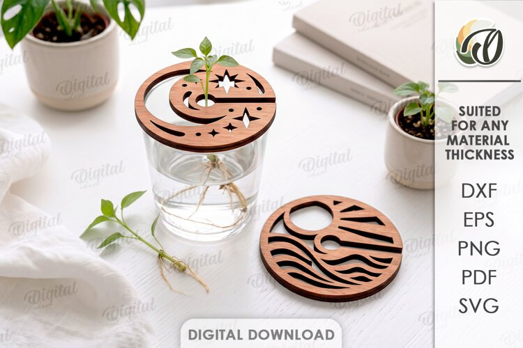 Mason Jar Plant Propagation Lid Laser Cut. Mason Jar Lid SVG example image 1