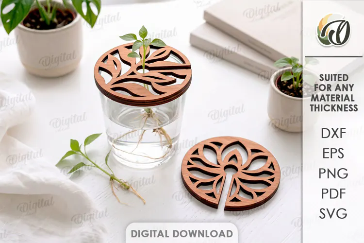 Mason Jar Plant Propagation Lid Laser Cut. Mason Jar Lid SVG