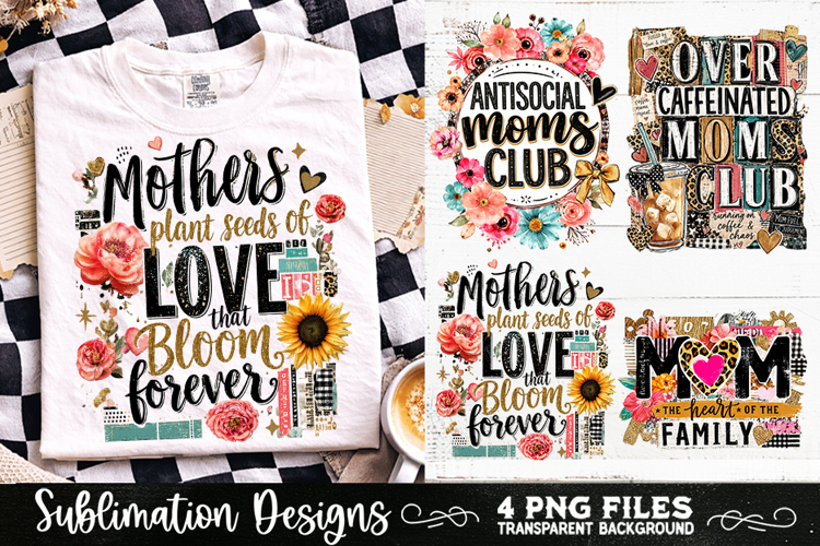 Trendy Mama PNG , Retro Collage Mama 4 Designs Sublimation