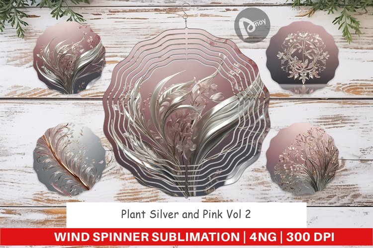 Wind Spinner Silver and Pink Plants