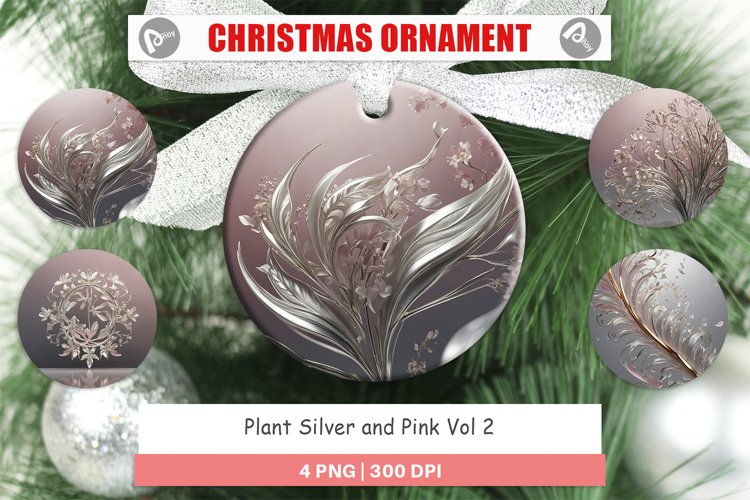 Christmas Ornamen Silver and Pink Plantss