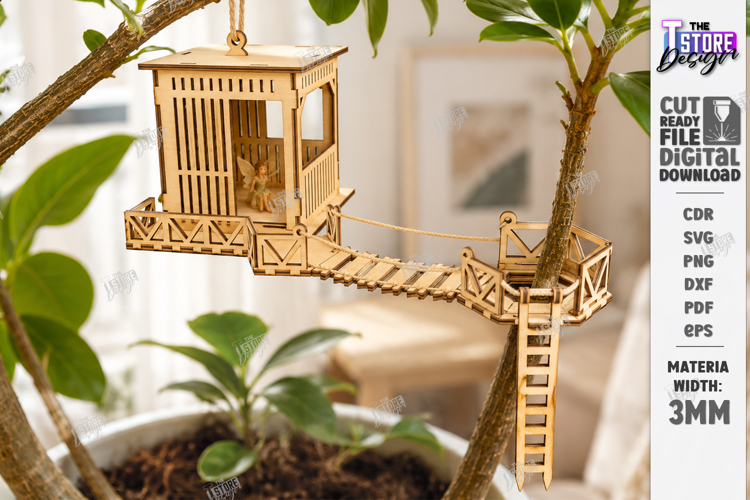 Plant Treehouse Miniature Fairy House Laser Cut | Garden SVG