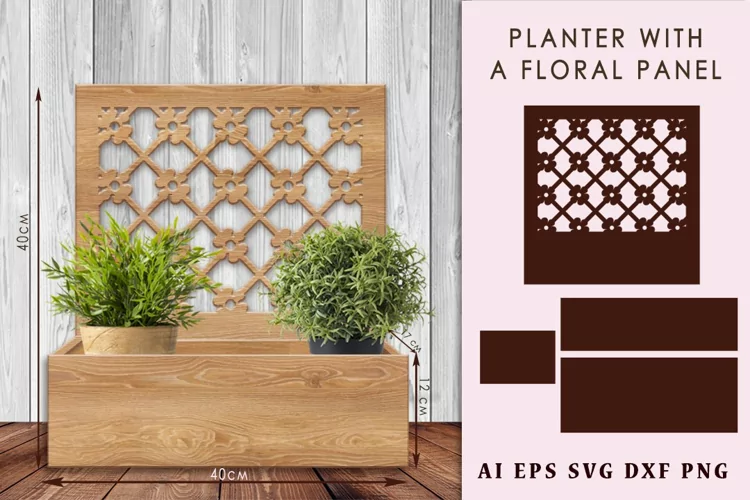 Flowerpot with floral panels. DIY home decor