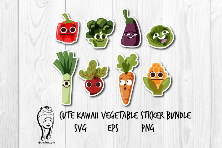 Cute Kawaii Vegetable Sticker Bundle