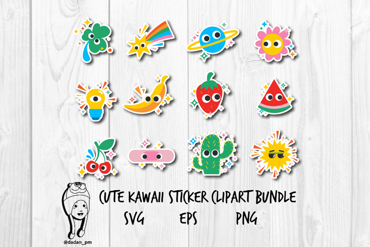 Cute Kawaii Sticker Bundle PNG Clipart