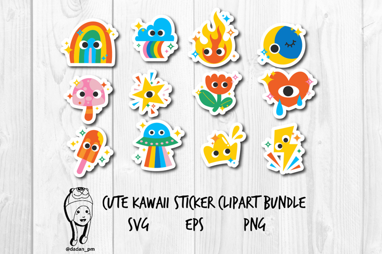 Cute Kawaii Sticker Bundle PNG Clipart