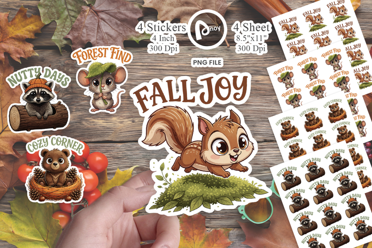 Autumn Acorn Forest Friends Sticker