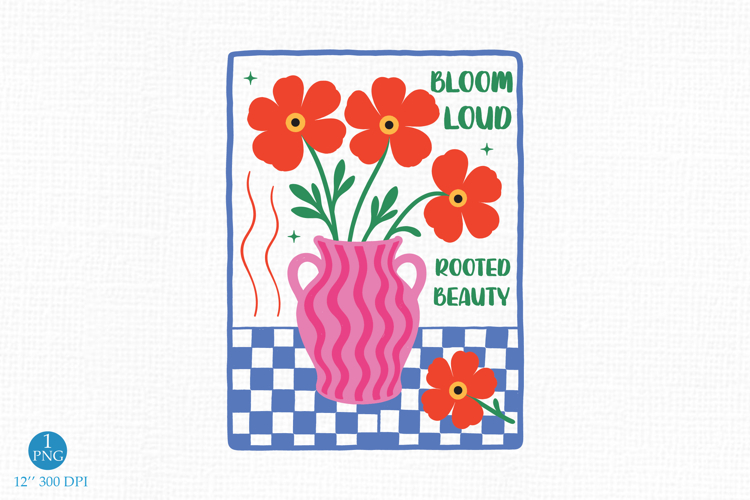 Playful Bloom Loud PNG, Floral Aesthetic Design example image 1
