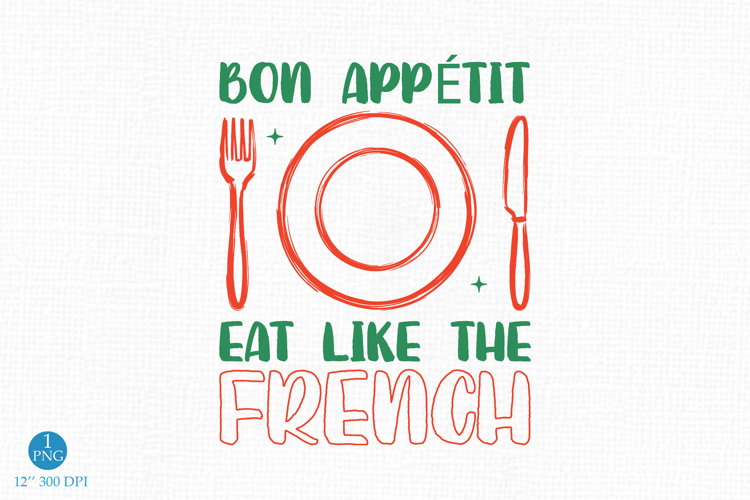 Bon Appétit PNG, Playful Food Sublimation Design example image 1