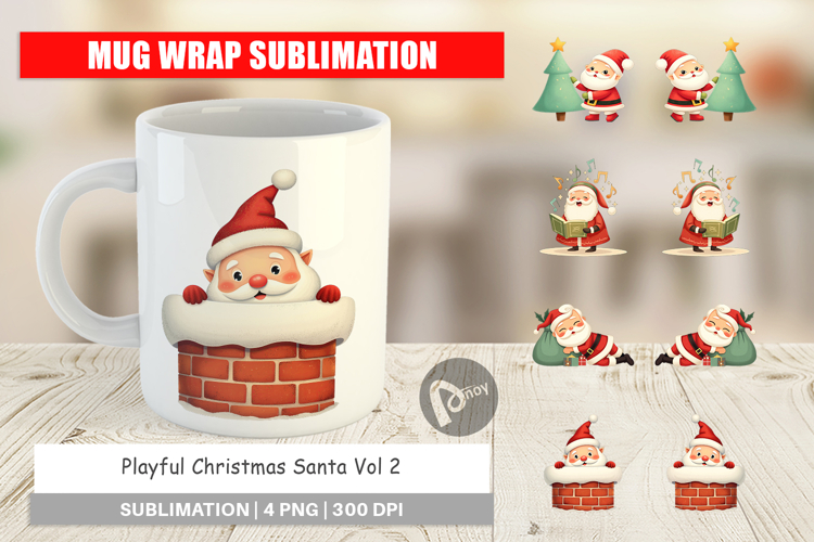 Mug Wrap Playful Christmas Santa