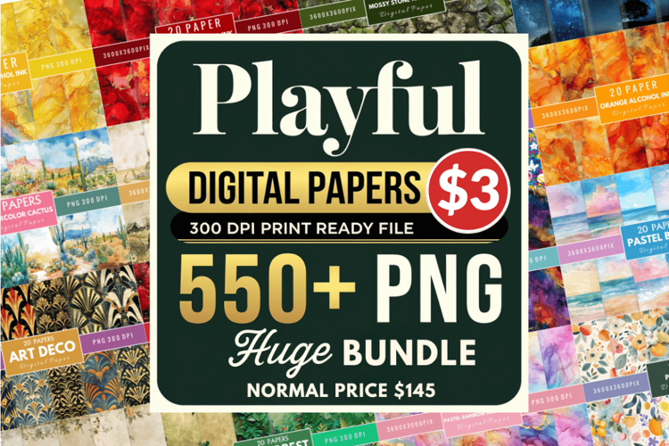 Playful Digital Papers PNG Huge Bundle, Digital Papers PNG