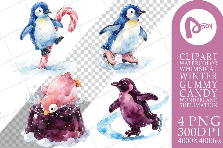 Gummy Penguin Ice Skating Sublimation example image 1