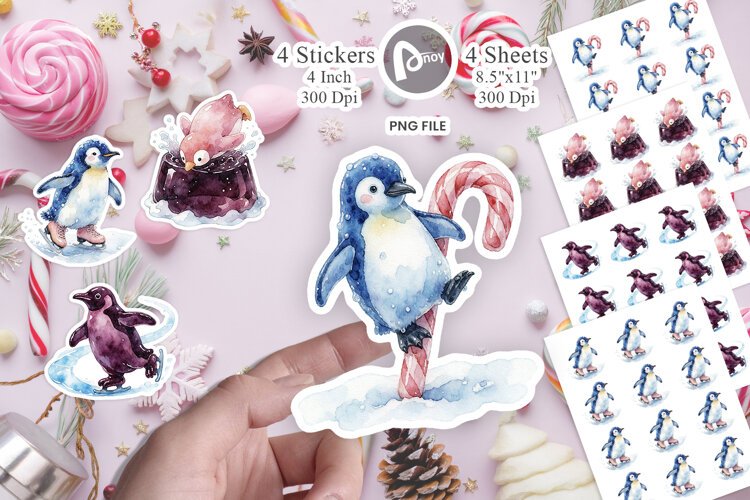 Gummy Penguin Ice Skating Sticker example image 1