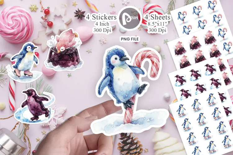Gummy Penguin Ice Skating Sticker